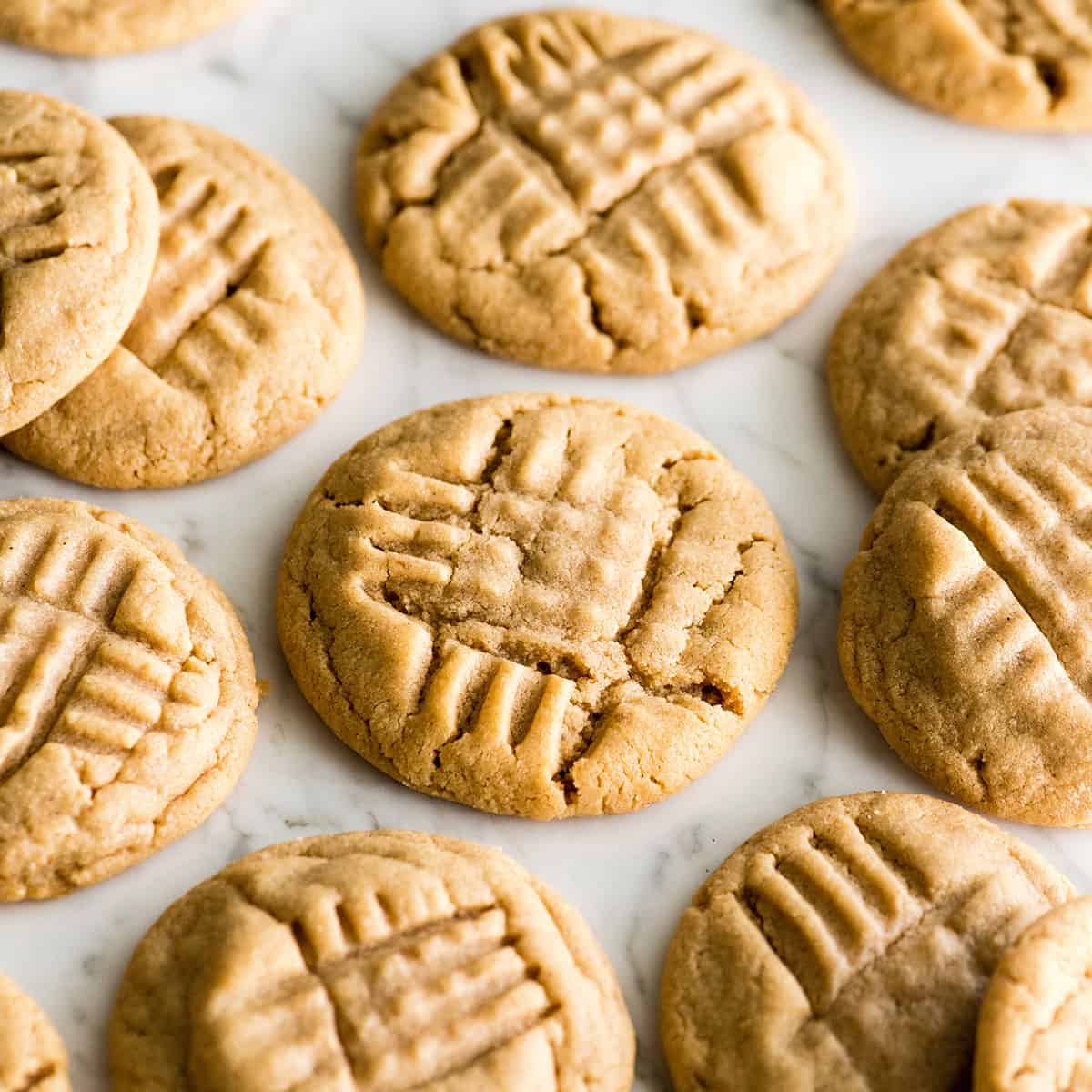 front view of 12 peanut butter cookies