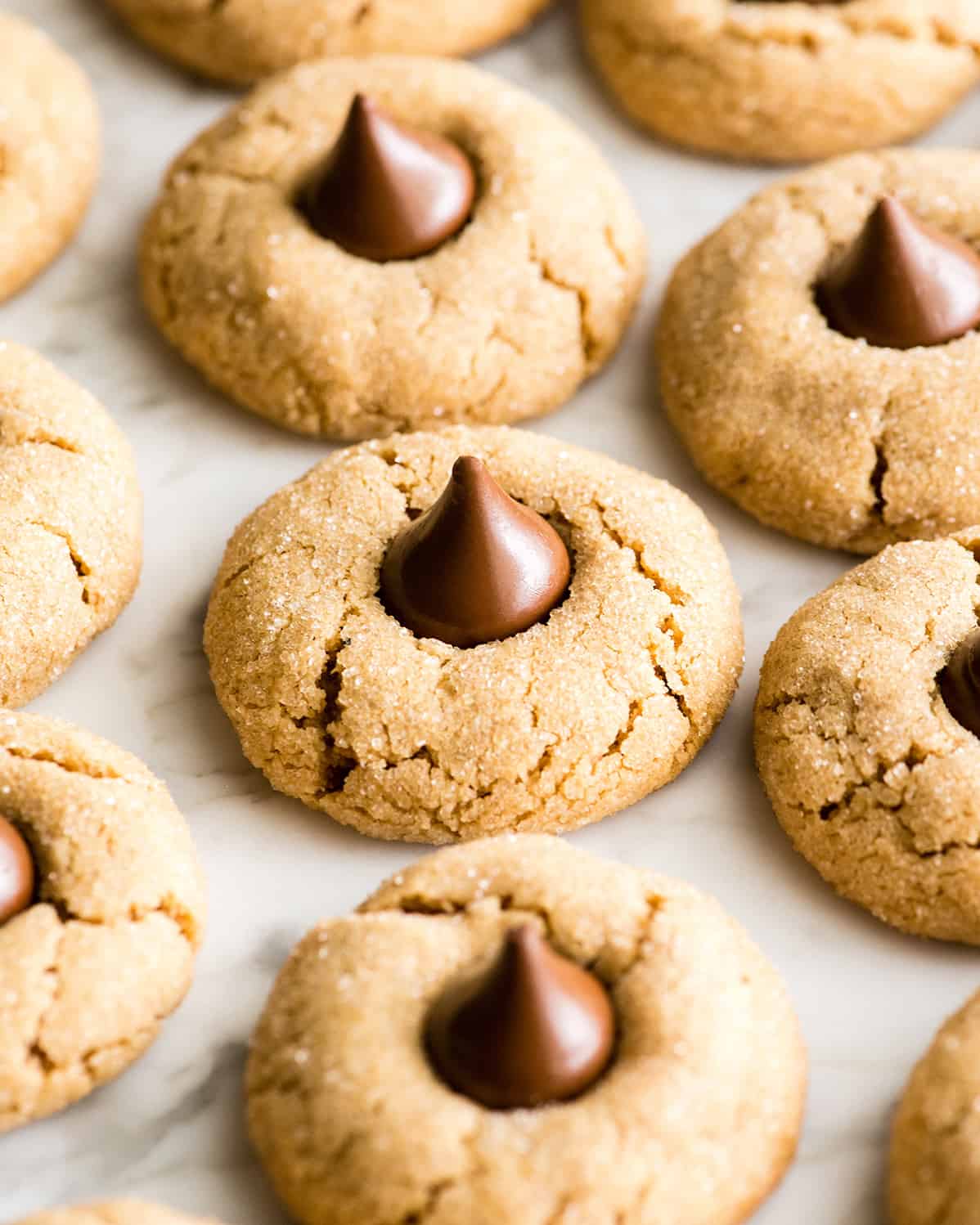 front view of 7 Peanut Butter Blossom cookies 