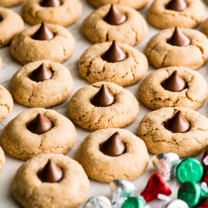 front view of 14 peanut butter blossoms