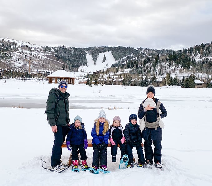 family snowshoeing at Deer Valley Resort