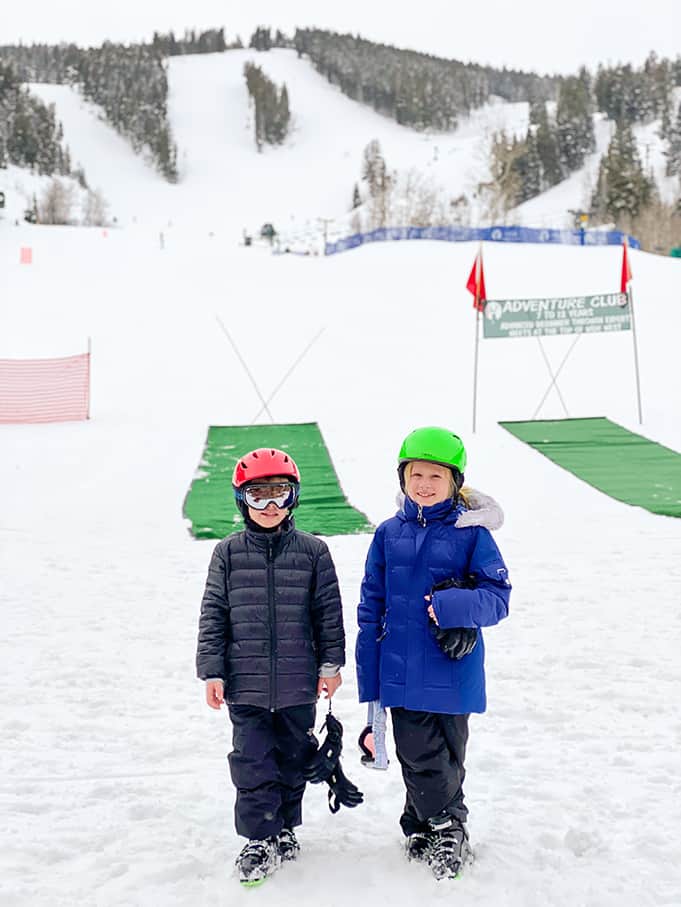 two skiers on their first day of Deer Valley Ski School