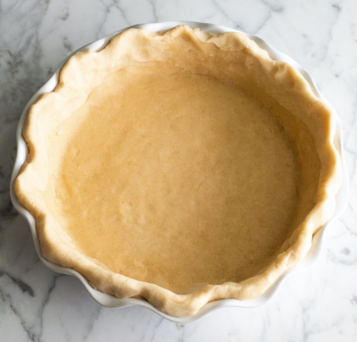 overhead view of the French silk pie crust