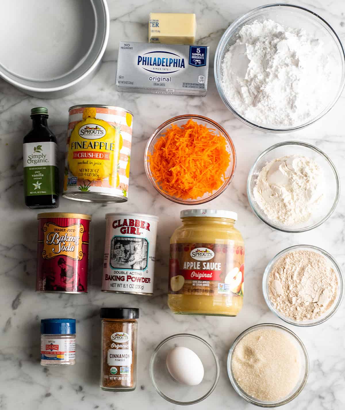overhead photo of the ingredients in this healthy carrot cake recipe
