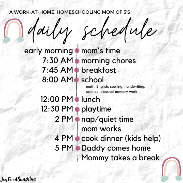 daily homeschool schedule