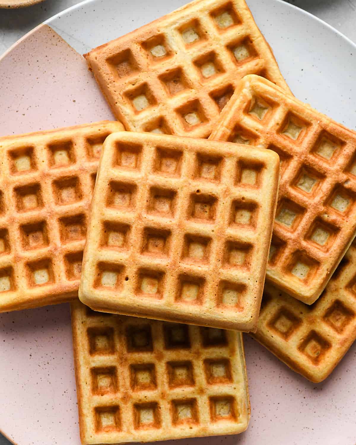 6 homemade waffles on a plate