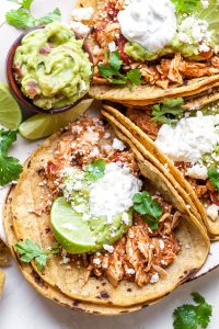 Crockpot chicken tacos with Mexican chicken