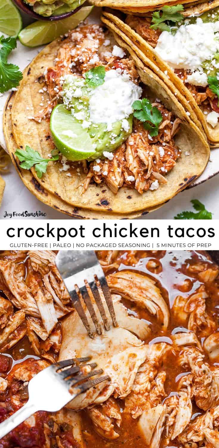 Crockpot Chicken Tacos (Mexican Chicken) - JoyFoodSunshine