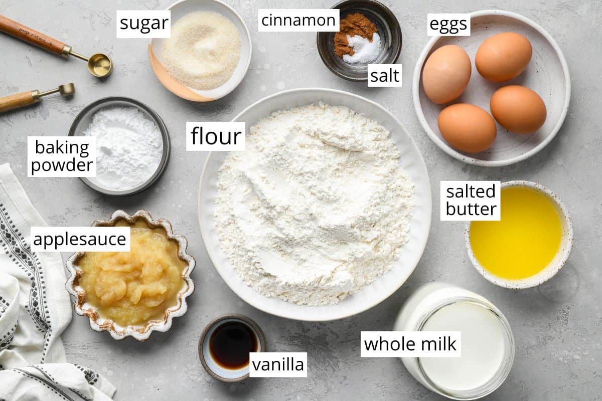 overhead photo of the ingredients in this homemade Waffle Recipe