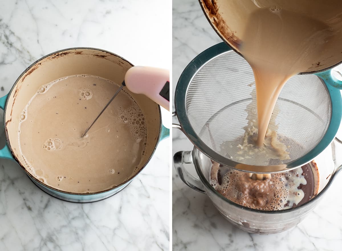two photos showing how to make this chocolate ice cream recipe
