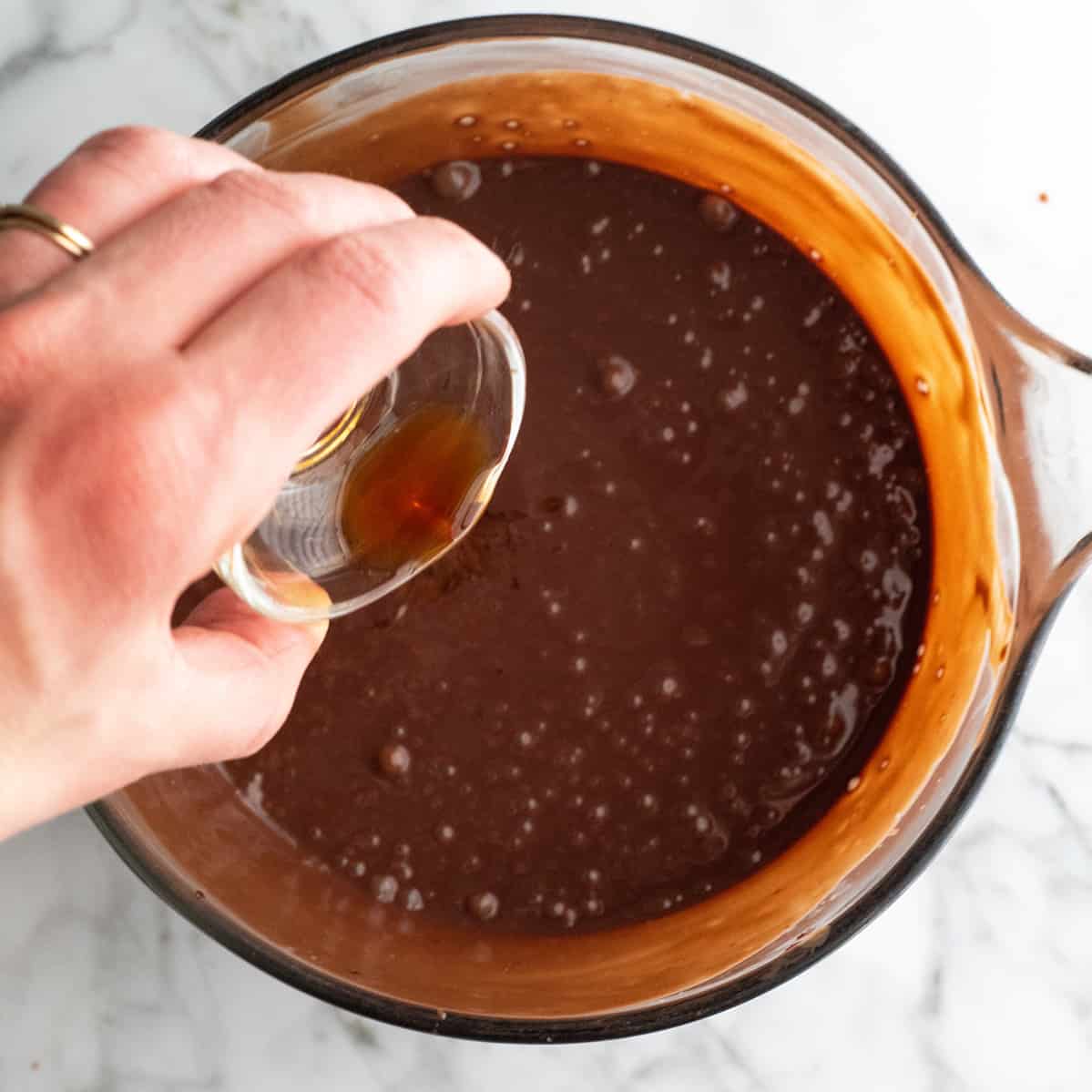 overhead photo showing how to make chocolate ice cream