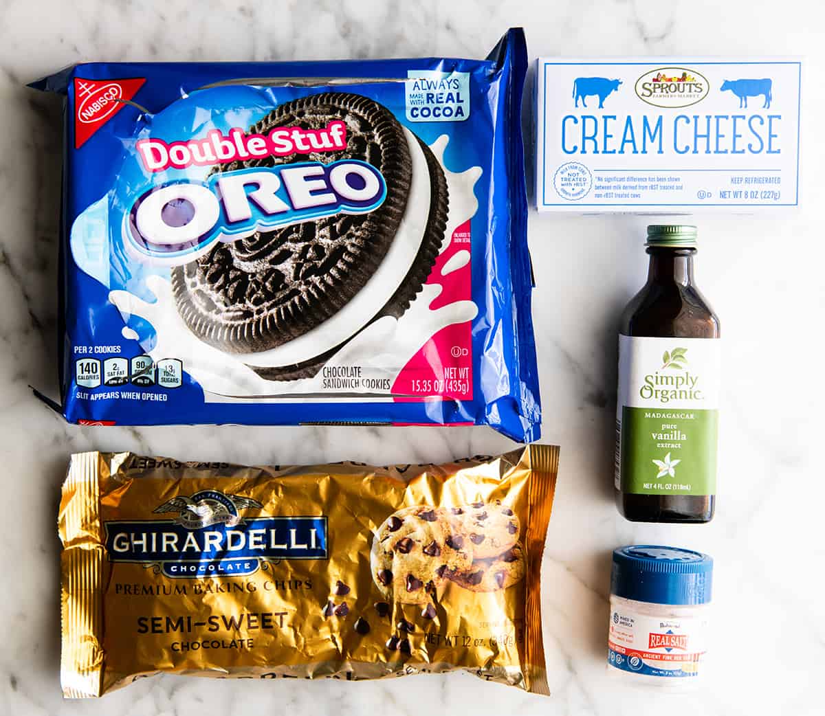 overhead view of the ingredients in this Oreo balls recipe