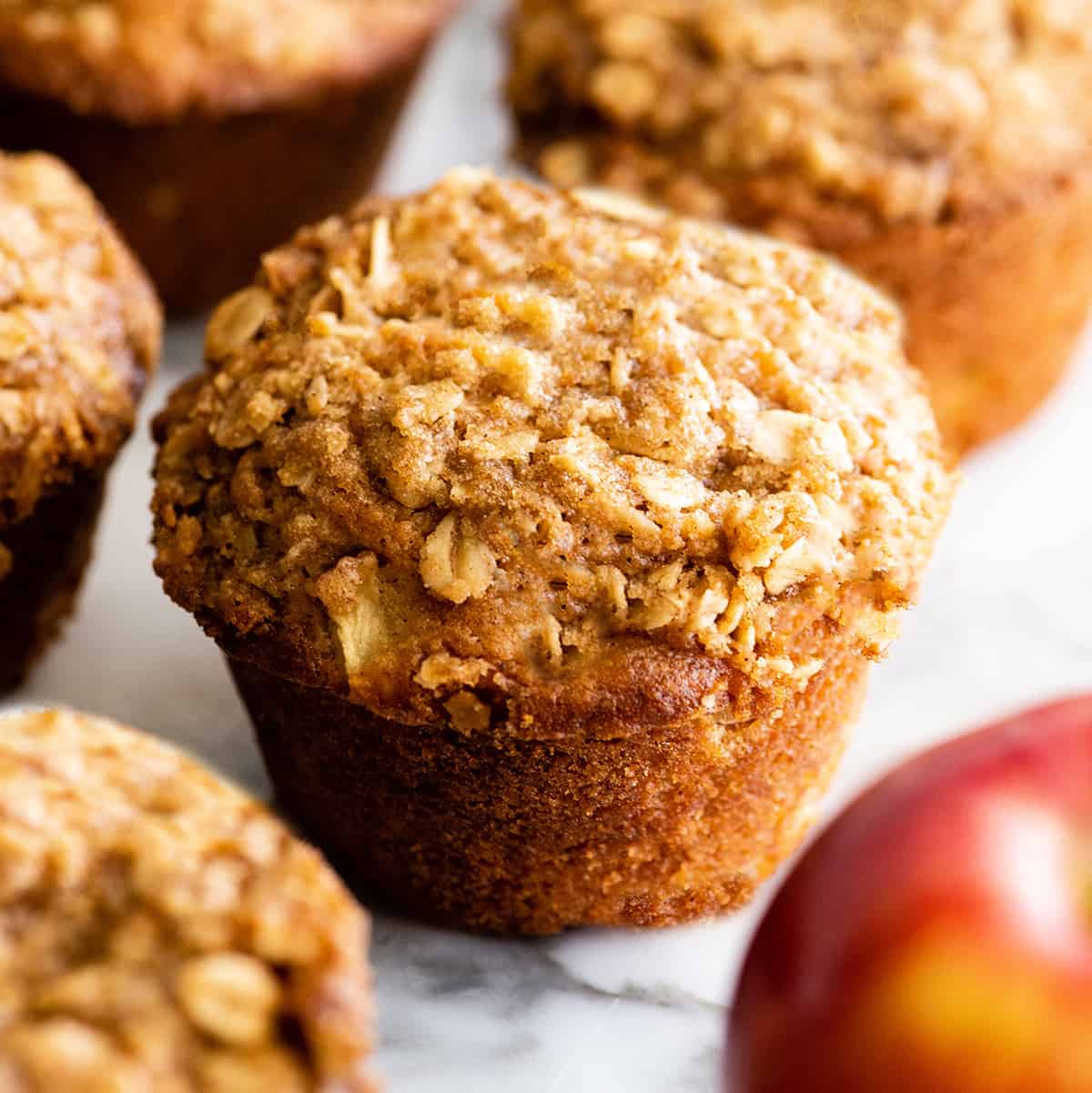 cinnamon apple muffin with a crumb topping