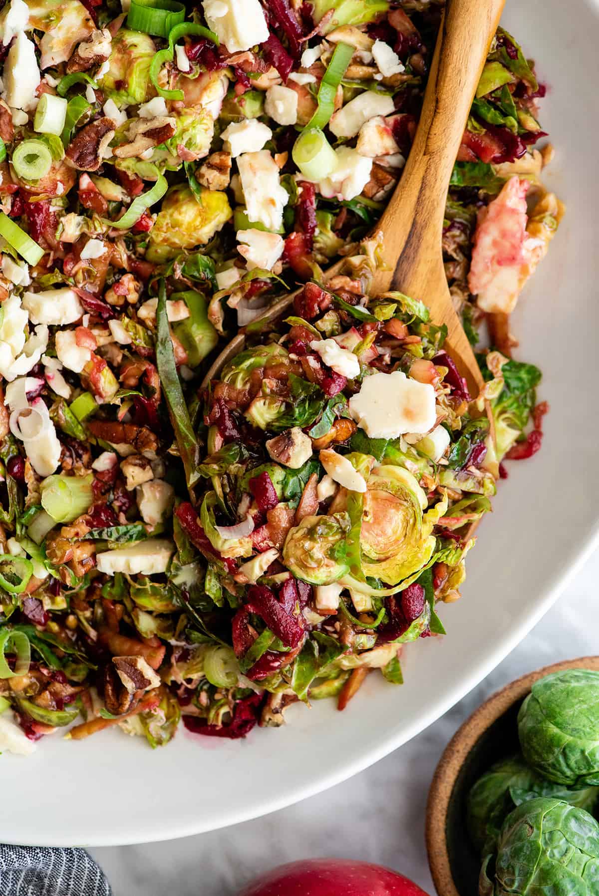 overhead view of Brussels Sprout Salad