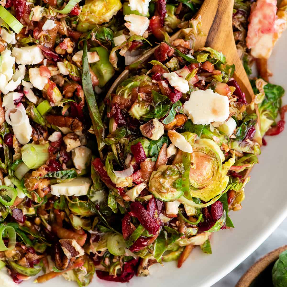 overhead view of Brussels Sprout Salad