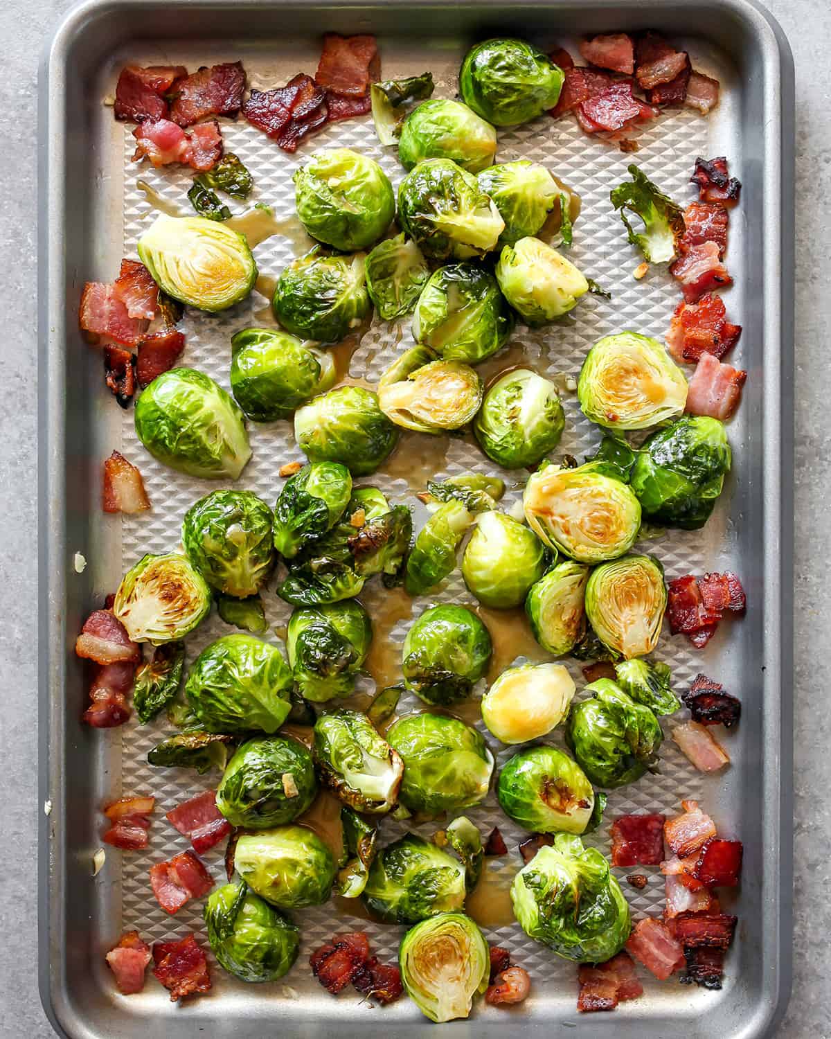 how to make brussel sprouts with bacon - sprouts after stirring the sauce 