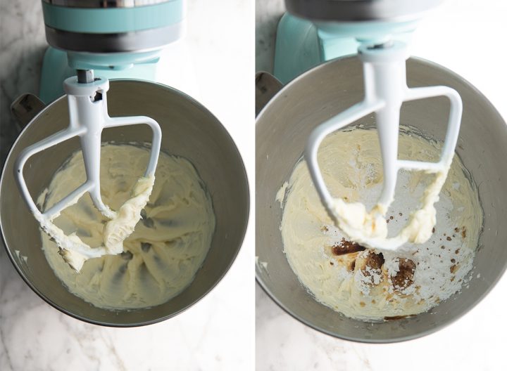 two overhead photos showing how to make snowball cookies