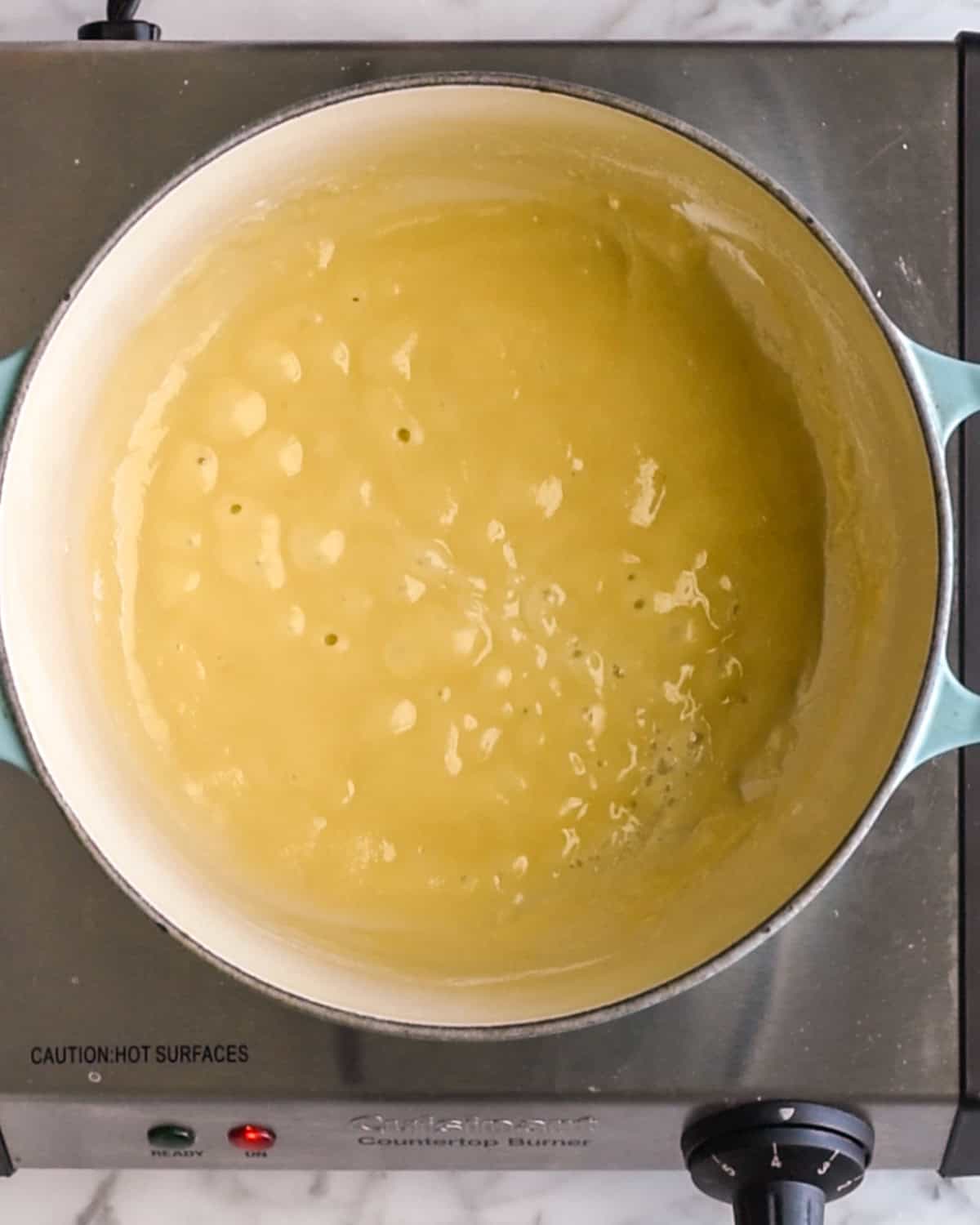 How to make Turkey Gravy with Drippings - the roux cooking and bubbling