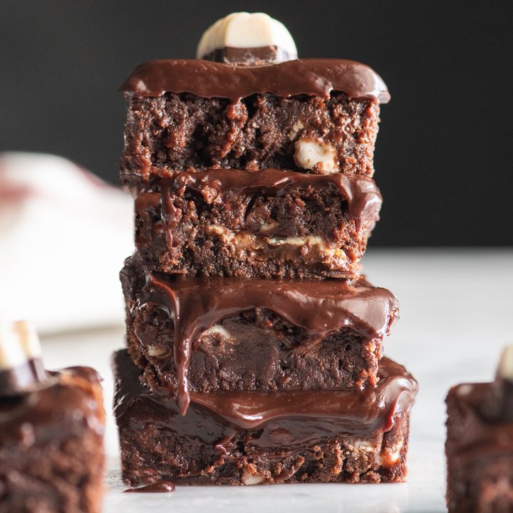 front view of a stack of 4 Peppermint Brownies