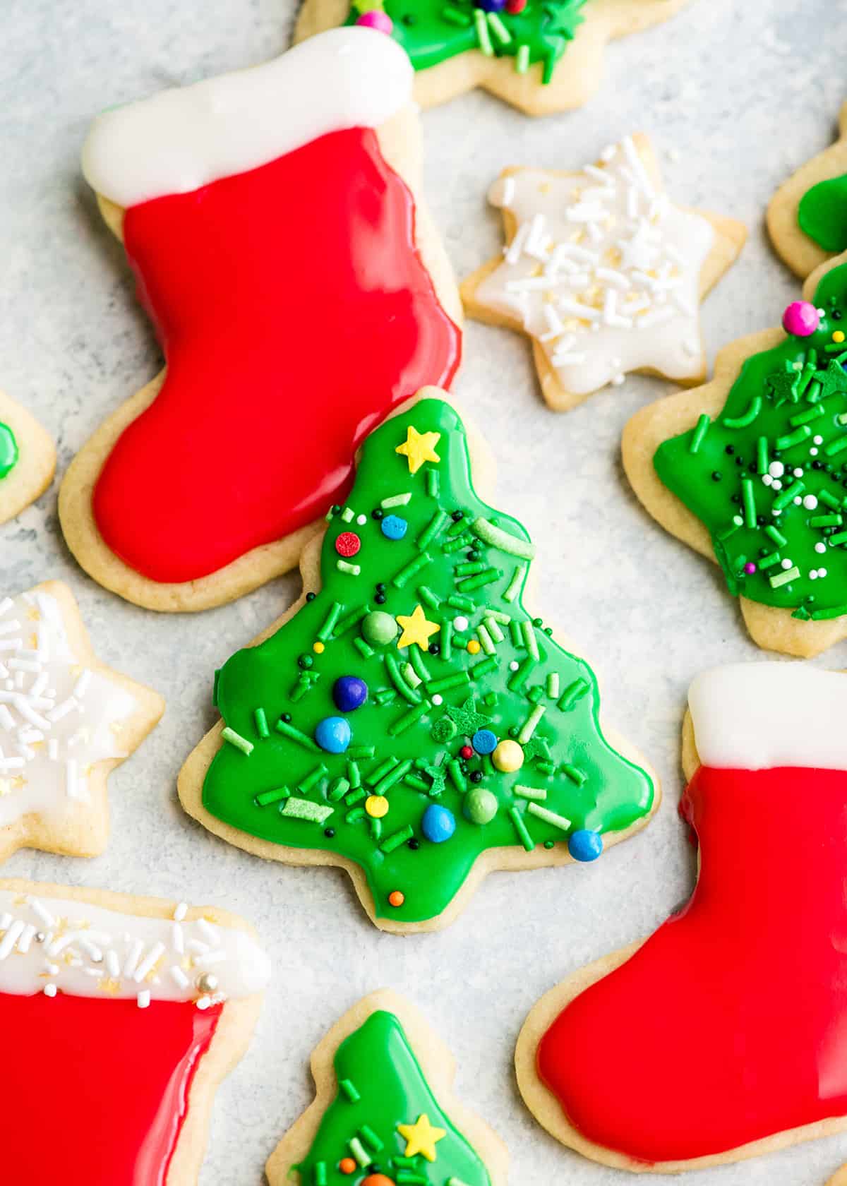 Best Christmas Cookie recipes - stocking, tree and star cookies