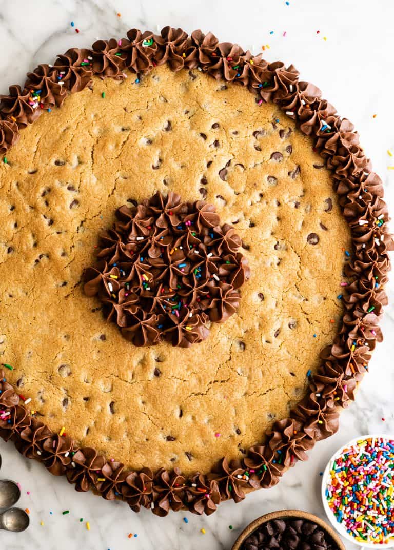 Chocolate Chip Cookie Cake Recipe - JoyFoodSunshine