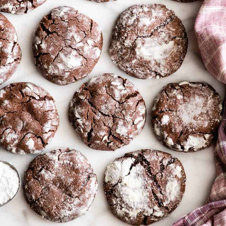 overhead photo of 7 Chocolate Crinkle Cookies
