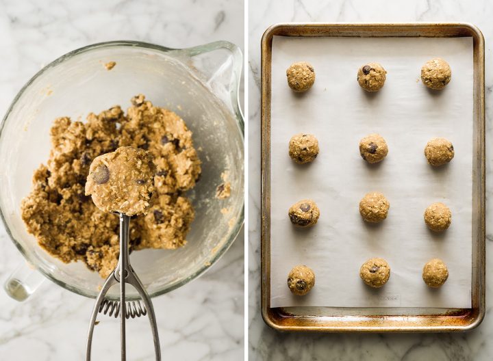 two overhead photos showing How to Make Lactation Cookies