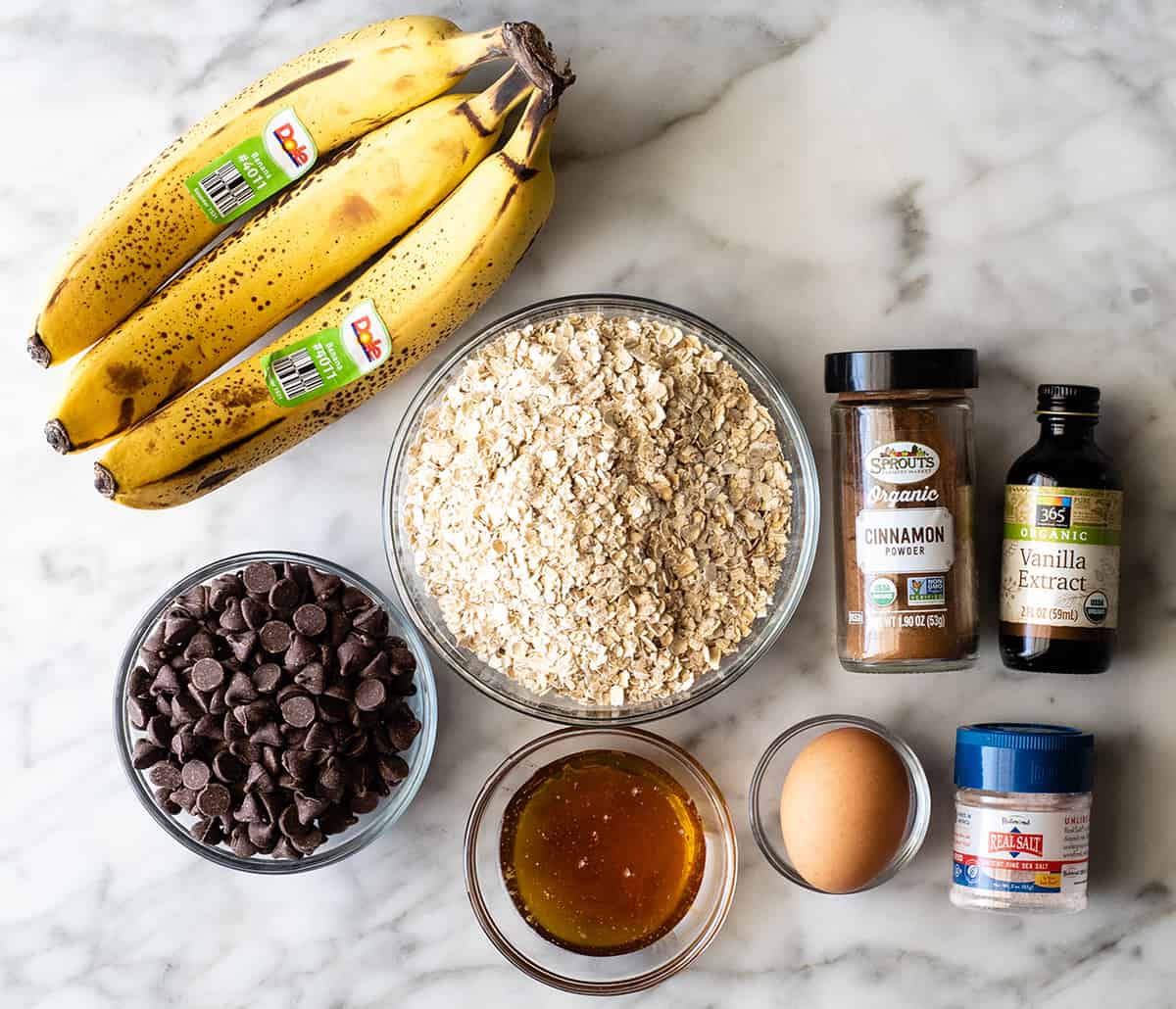 overhead photo of the ingredients in this Banana Oatmeal Cookies recipe