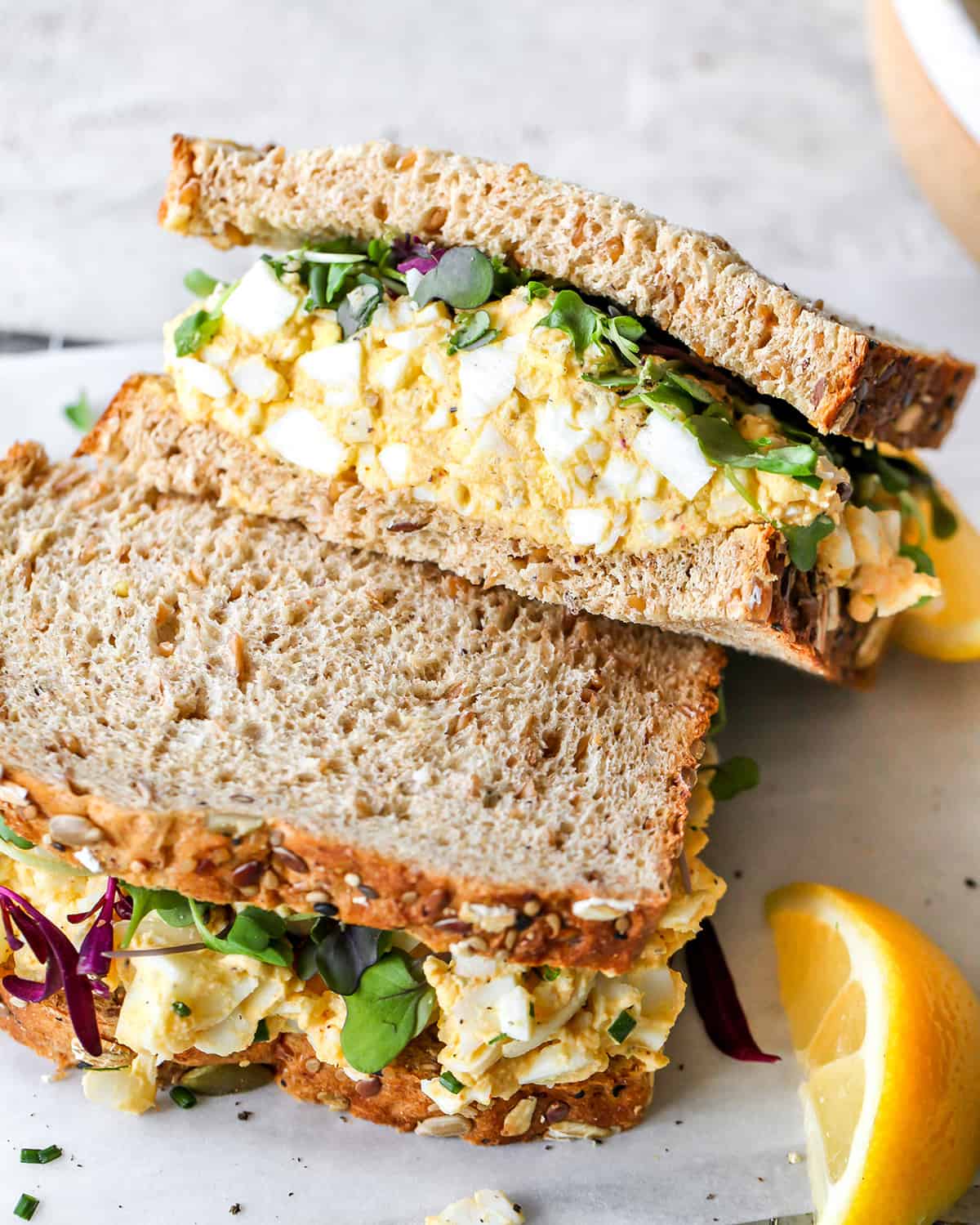 photo of Egg Salad Sandwich cut in half