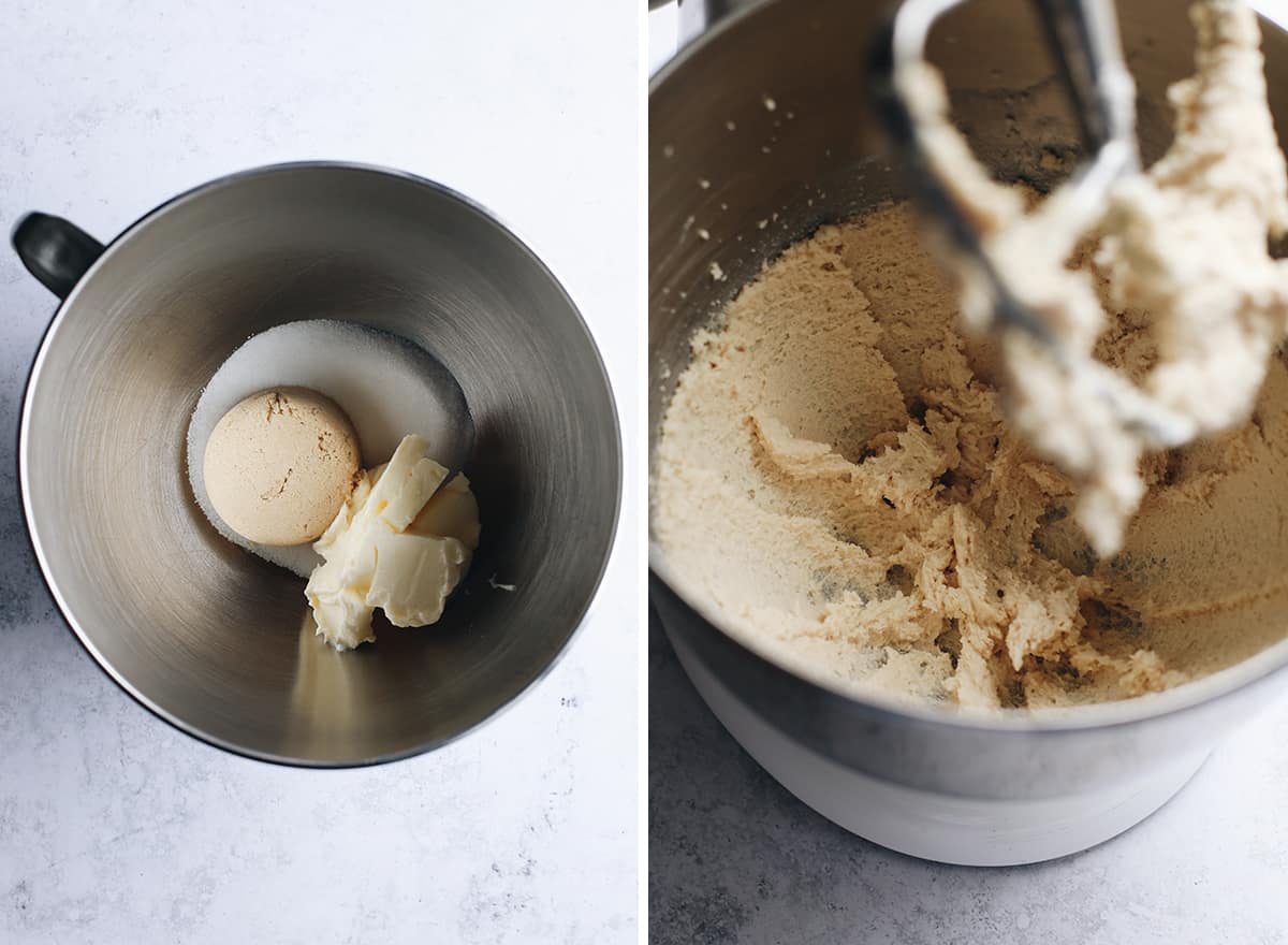 two overhead photos showing How to Make Gluten Free Chocolate Chip Cookies