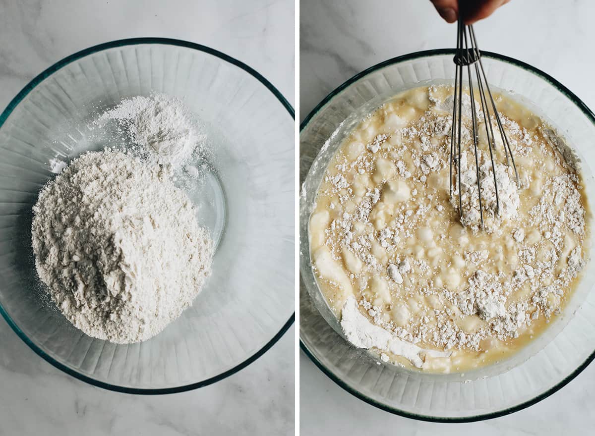 two overhead photos showing How to Make Poppy Seed Cake
