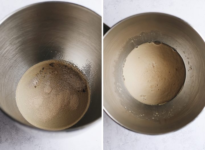 two overhead photos showing How to Make French Bread