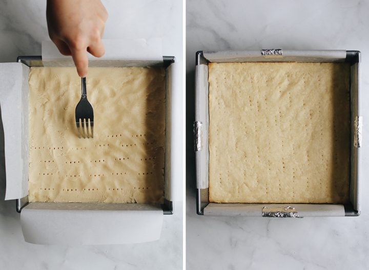two overhead photos showing How to Make Lemon Bars