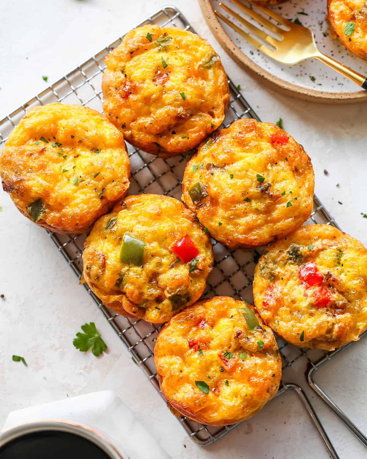 overhead photo of 6 Breakfast Egg Muffins (Egg Cups)