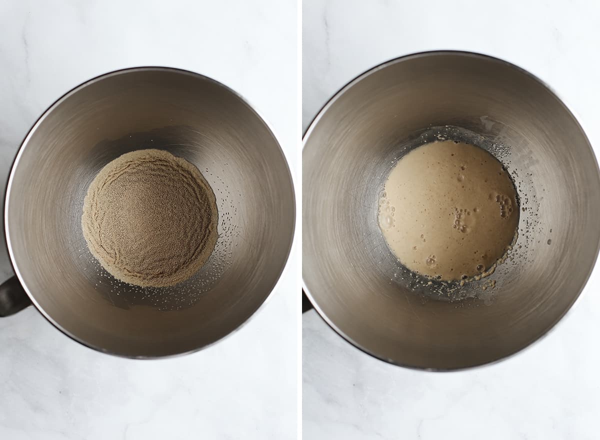 two photos showing How to Make Homemade Hamburger Buns