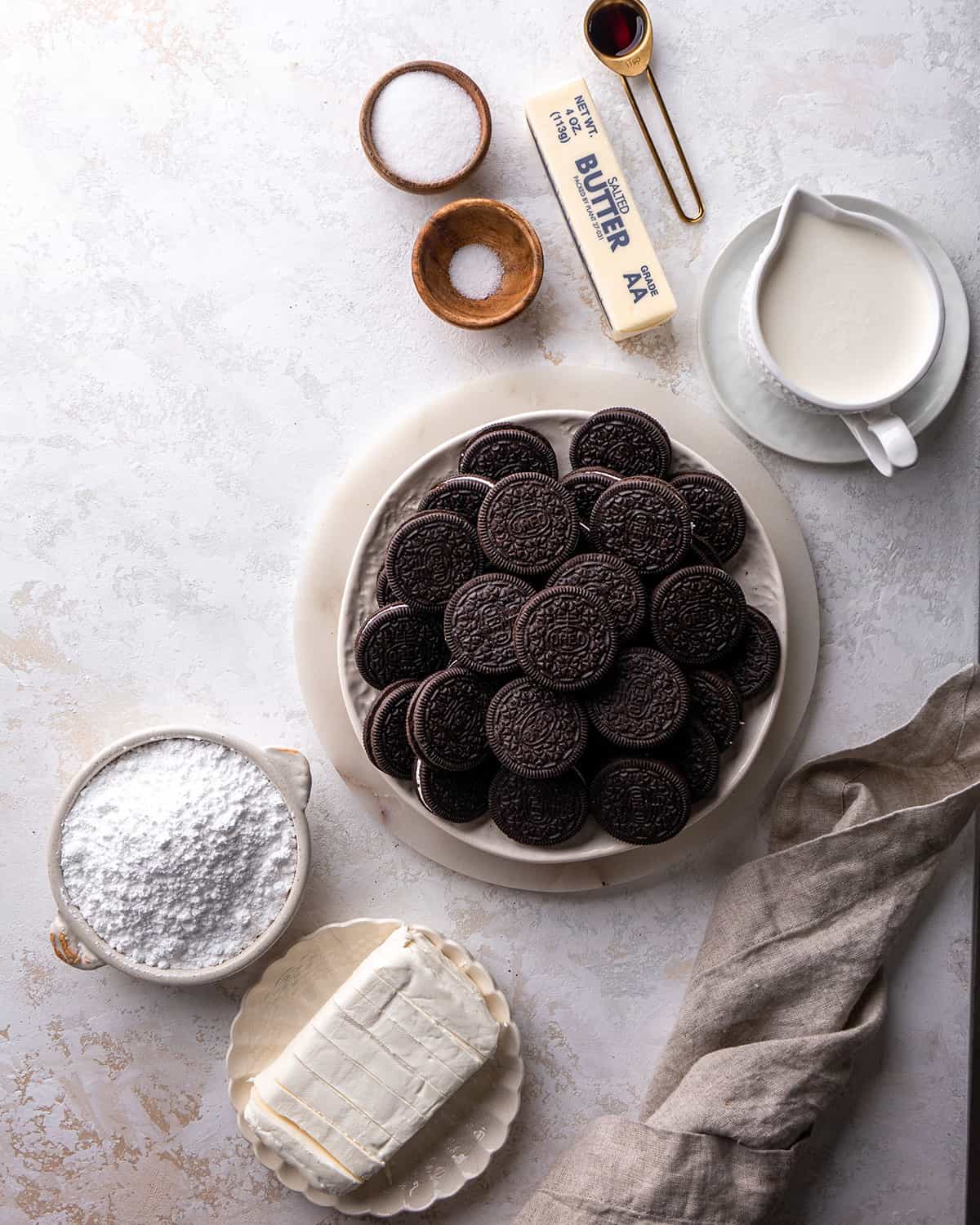 overhead photo of the ingredients in this Oreo Pie recipe