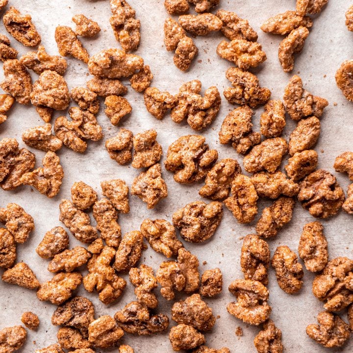 overhead view of Candied Walnuts