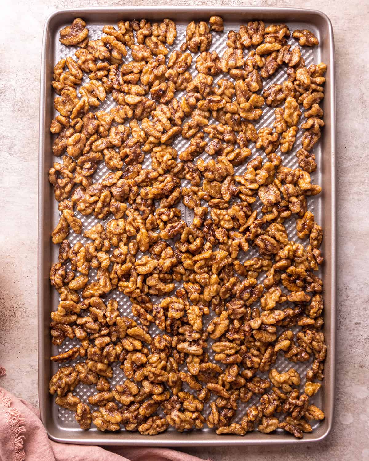 How to Make Candied Walnuts - before baking on a baking sheet