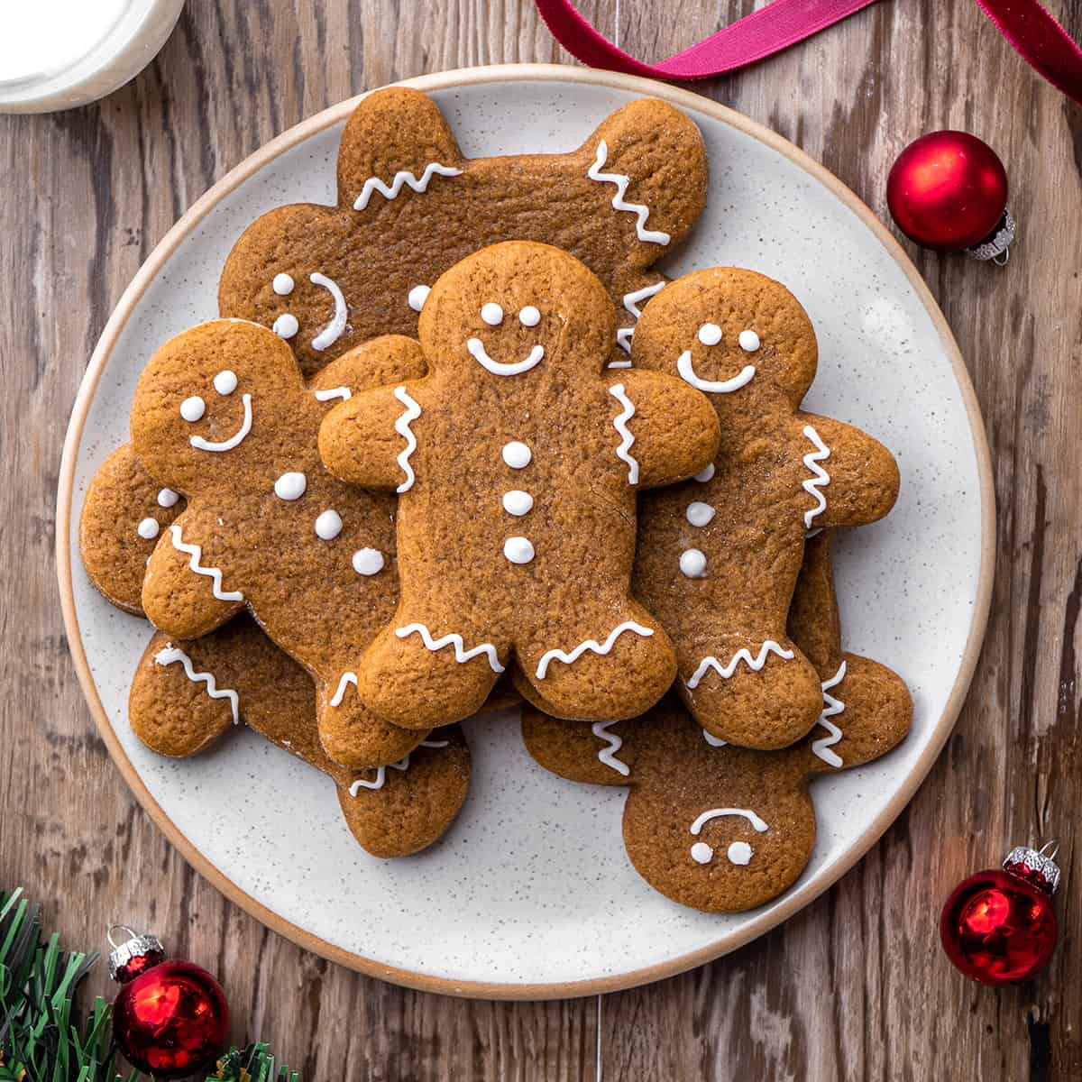 7 Gingerbread Man Cookies on a plate. 
