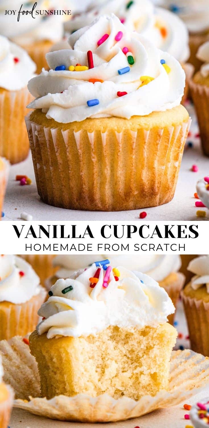 Vanilla Cupcakes Recipe (from scratch) - JoyFoodSunshine