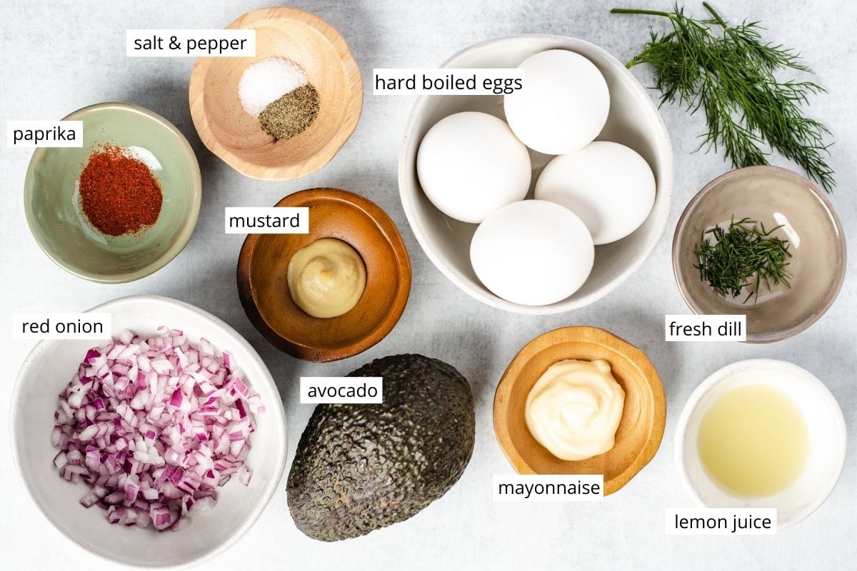 the ingredients in this Avocado Egg Salad recipe
