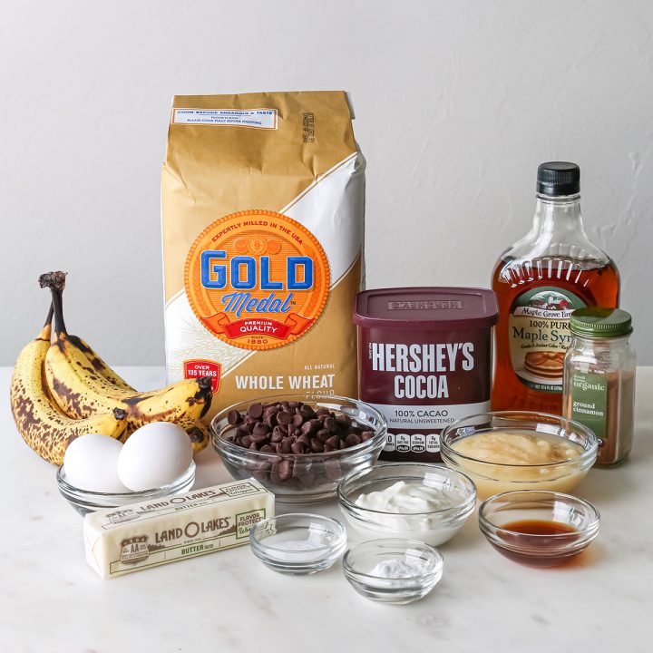 ingredients in this Healthy Chocolate Banana Bread recipe