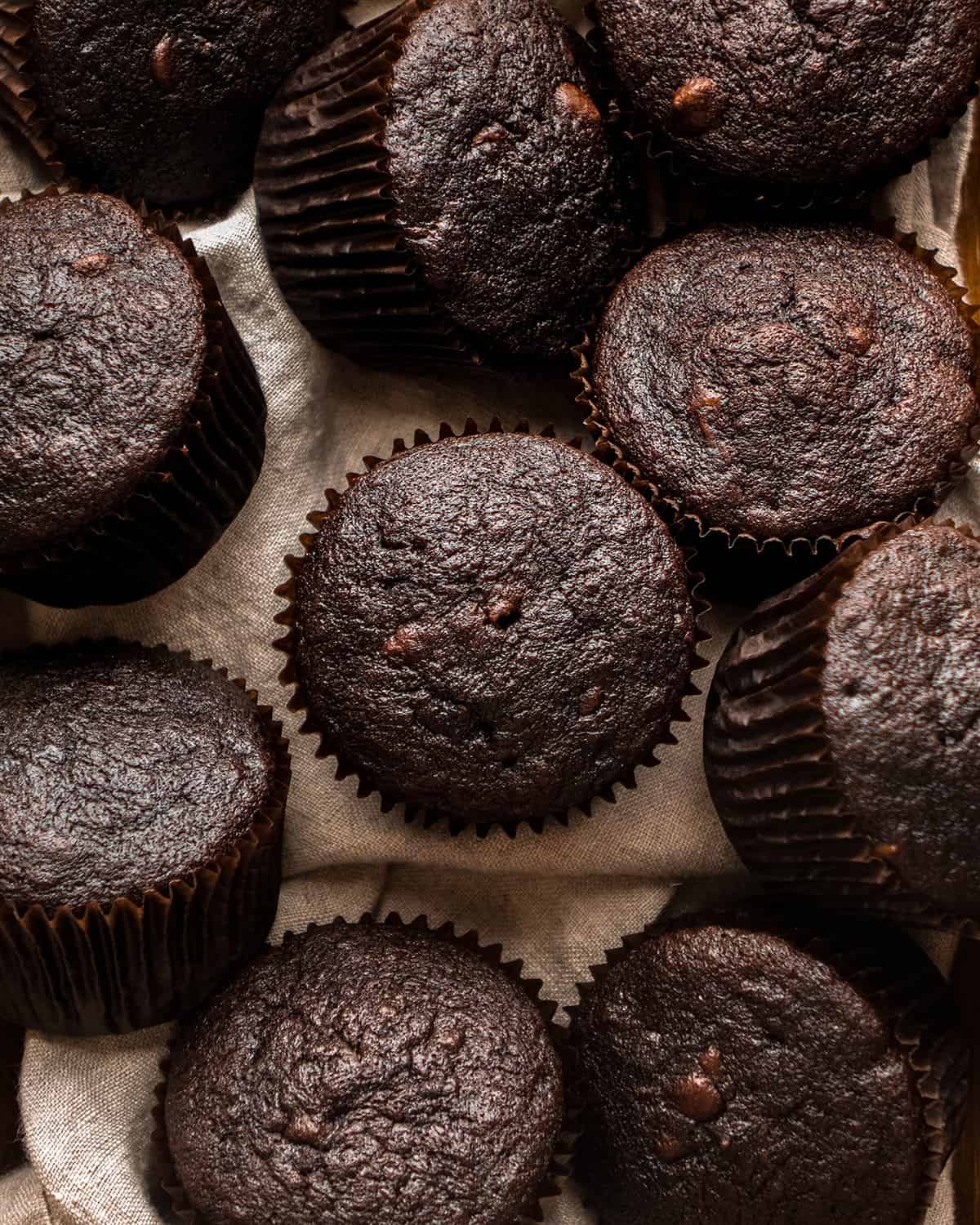 10 Chocolate Banana Muffins after baking