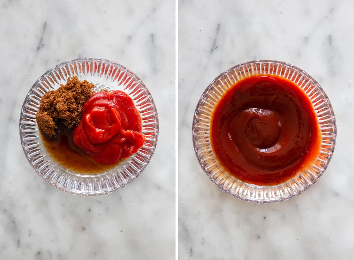 two photos showing How to Make Turkey Meatloaf glaze