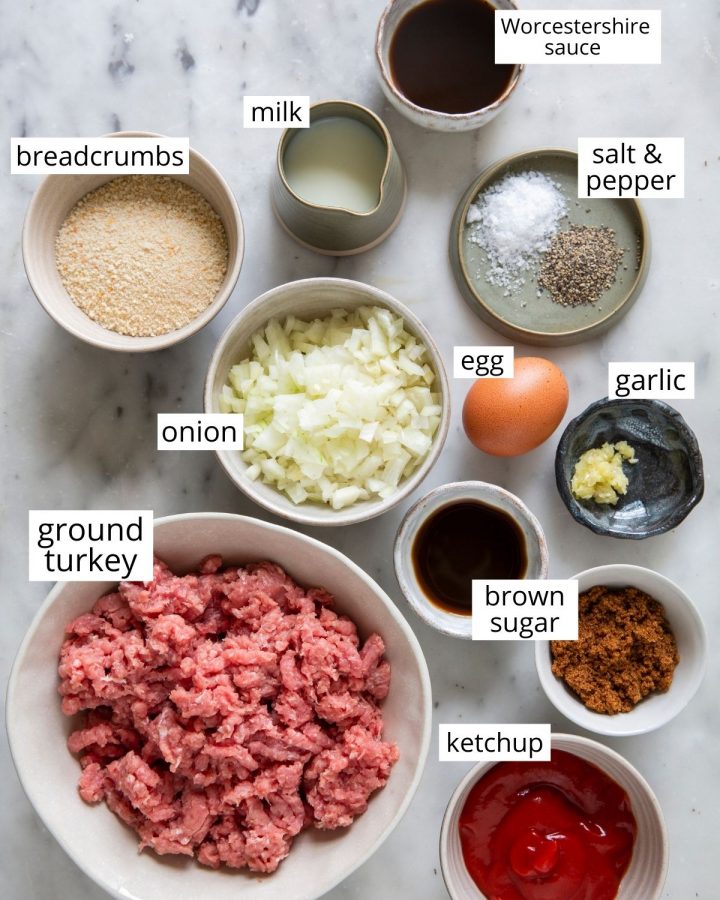 photo of the ingredients in this Turkey Meatloaf recipe