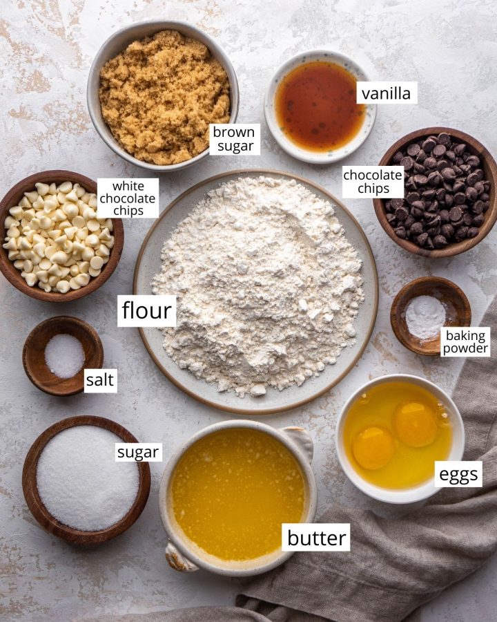 overhead view of the ingredients in this blondie recipe