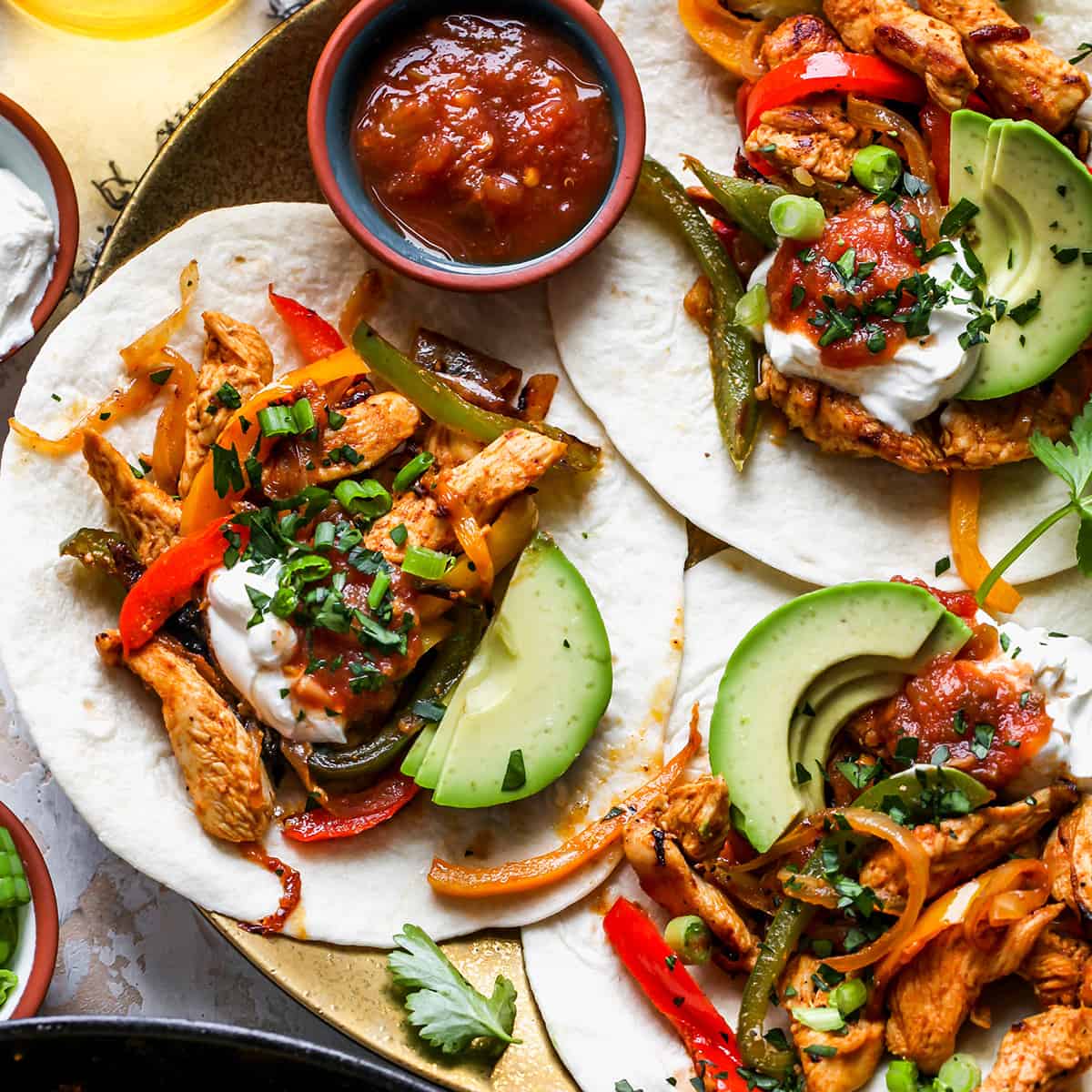 Chicken Fajitas served in tortillas