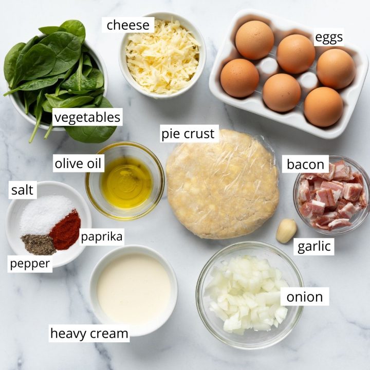 photo of the ingredients in this Quiche Recipe