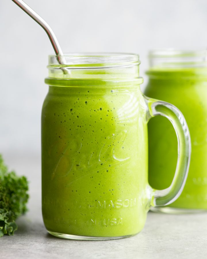 How to Make A Smoothie - two glasses filled with green smoothie 