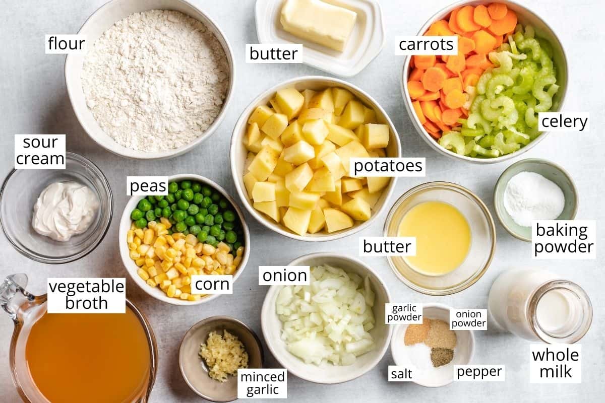 the ingredients in this Vegetable Pot Pie recipe