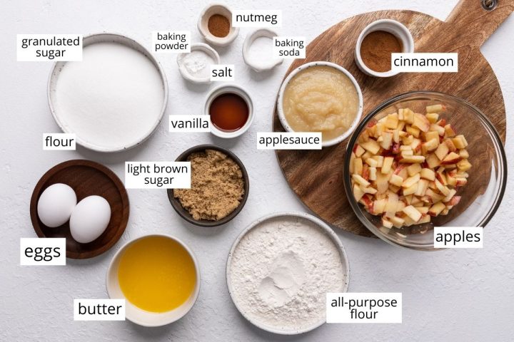 overhead photo of the ingredients in this Apple Cake recipe